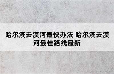 哈尔滨去漠河最快办法 哈尔滨去漠河最佳路线最新